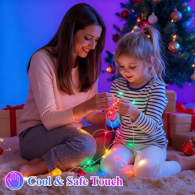 Lakumu 12 Pack Multi-Color Fairy Lights Battery Operated, 7ft 20 LED Waterproof Micro Firefly Lights for DIY Craft, Wedding Table Centerpieces, Christmas Decor, Bedroom