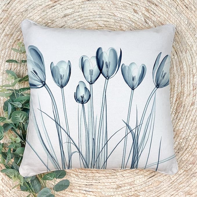 Textured Modern Minimalist Pillow Cover with Creative Floral Print, Digital-Printed Square Cushion Cover for Living Room Sofa (22 * 22inch-03026)