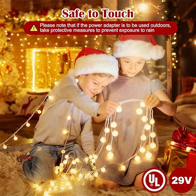 33 Feet 100 Led Globe Lights Plug in,8 Modes with Remote Indoor Fairy Lights Outdoor Christmas Lights for Bedroom Party Wedding Garden Christmas Tree Deco(Warm White)