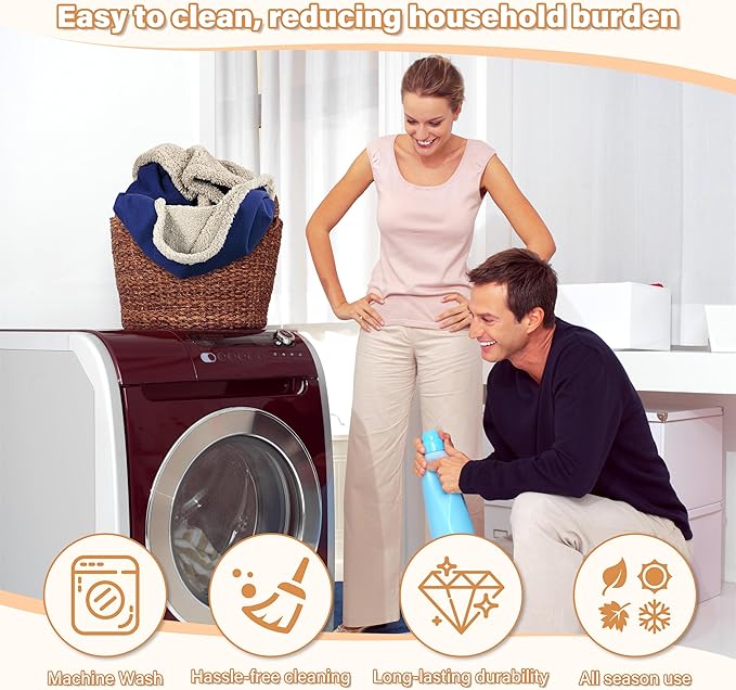 Catalonia Waterproof Washable Leakproof Bed Cover for Couples, Reversible Protector for Bed Couch Sofa, Stain Proof Pad for Adults, 50X60 inches, Navy