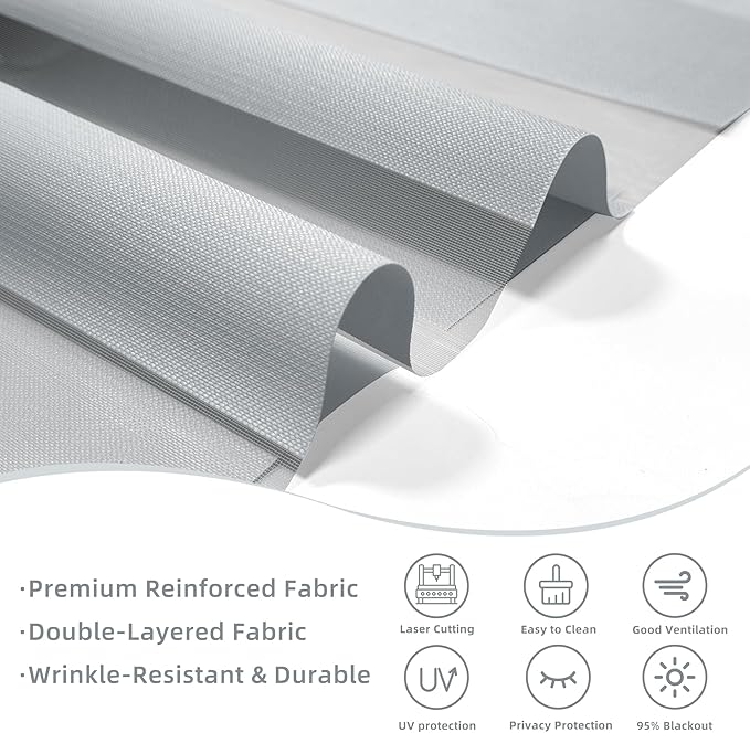 ChrisDowa Cordless Zebra Blinds for Windows, Dual Layer Free-Stop Light Filtering Window Roller Shades, Pull Down Privacy Zebra Shades for Home, Office, Bedroom, Door (38" W x 72" H, Light Grey)