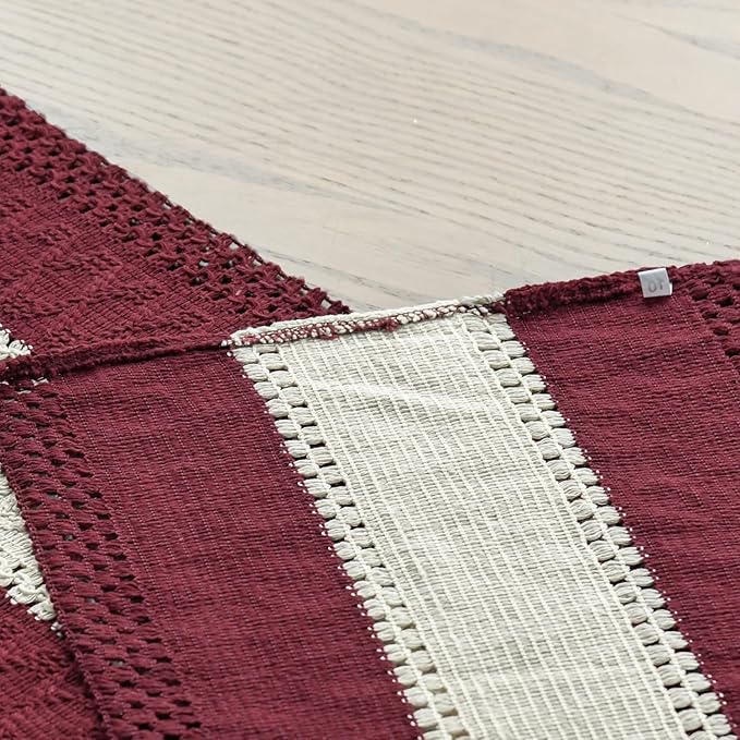 Artoid Mode Red Farmhouse Rustic Table Runner, Seasonal Hollow Kitchen Dining Table Decoration for Home Party Decor 12x72 Inch