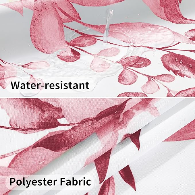 QiyI No Hook Shower Curtain with Snap in Fabric Liner, Pink Eucalyptus Shower Curtain with See Through Top Window, Waterproof Washable Cloth Ringless Shower Curtain Set for Bathroom, 72 x 75