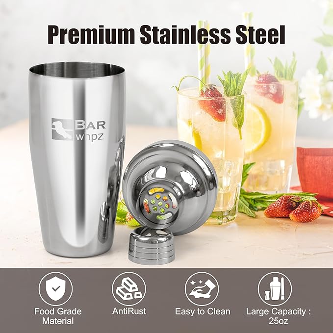 Cocktail Shaker Set Bartender Kit,Mixology Bartender Kit 13-Piece with Bamboo Stand,Professional Cocktails Kit with All Essential Accessory Tools for Drink Mixing Gift(with Silicone Pad)