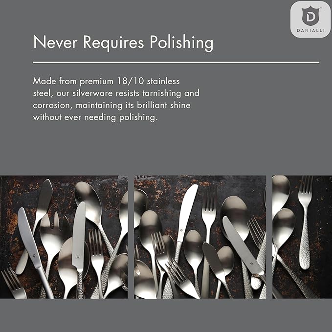 Modern Silverware Set, 18/10 Stainless Steel Flatware, Mirror Finish, Dishwasher Safe, Elegant Cutlery for Home and Dining, Built to Last (80-Piece, Imperial)