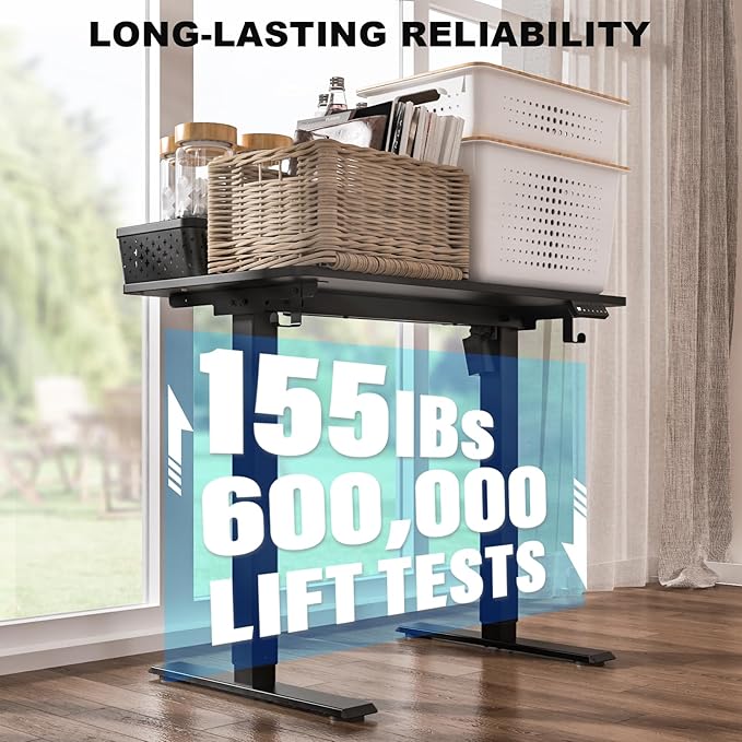 40 x 24 Inch Standing Desk with 2 Drawers, Easily Assembled Height Adjustable Desk, Ergonomic Sit to Stand Electric Desk for Home Office Workstation, Classic Black