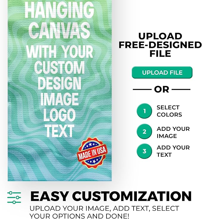 Custom Hanging Canvas Wall Art (16”x35”) by BCB Print | Personalized Picture Banner | Ready to Hang Vertical Home Decor | HD Print Bedroom & Living Room Wall Art | Express Dispatch/Ship | Made in USA