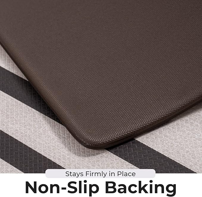 FRESHMINT Farmhouse Stripe Anti-Fatigue Kitchen Mat Set of 2, Cushioned Foam Kitchen Mats for Floor, Waterproof Non Slip Comfort Mat, Modern Kitchen Rug for Kitchen Decor, Sink, Laundry, Office