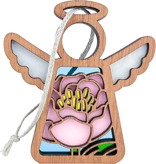 3.5" (H) Light Pink Peony Flower Ornament - Shelf Sitters for Home Decor - Farmhouse Angel Wings