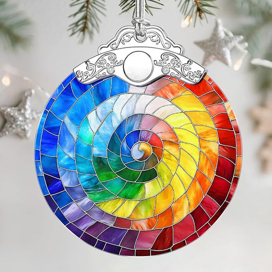 Christmas Ornaments: Stained Glass Ornament, Christmas Tree Ornament, Hanging Ornaments for Home Decor & Xmas Tree Decorations, Exquisite Holiday Decor, Gift & Holiday Present - Rainbow Spiral