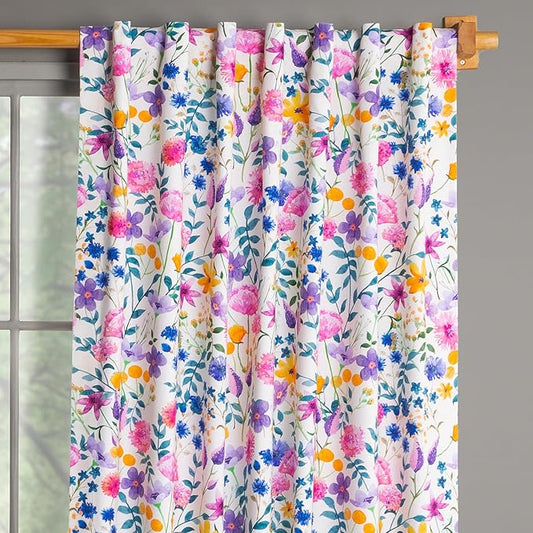 Maison d'Hermine Curtains for Living Room 100% Cotton 124 inch Length One Panel Window Curtains for Bedroom with Loop & Rod Pockets - Maia, 50" W x 124" L