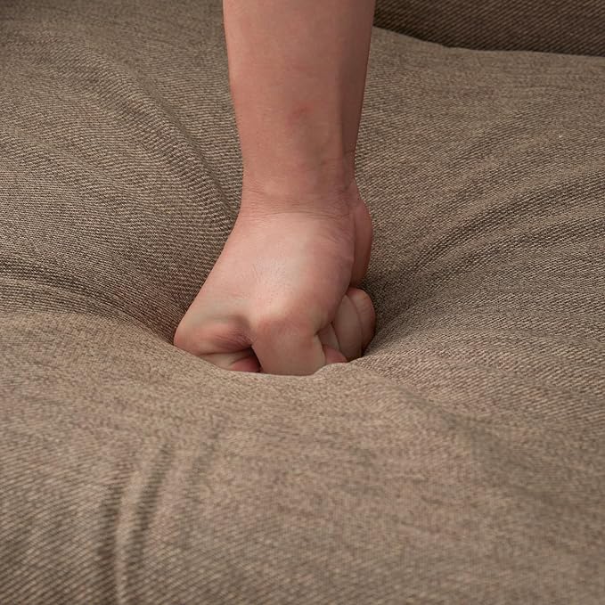 Accent Chairs for Living Room,Linen Button-Tufted Upholstered Armchair with Wooden Legs,Comfy Mid Century Modern Chair for Bedroom Apartment Waiting Room Brown