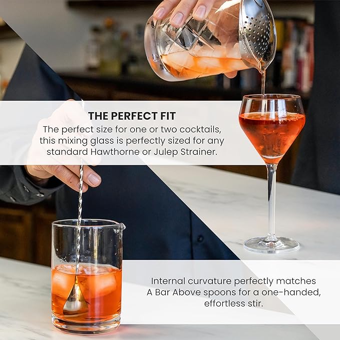 A Bar Above Classic Style Cocktail Mixing Glass, Thick, Sturdy Glass Beaker, to Mix and Stir Cocktails, Drink Mixer for Bar Mixing Set, Basic, Professional, or Home Bar Accessories, 18oz