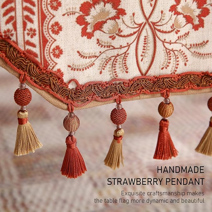 ISAENNE Designer Vintage Linen Table Runner 71 Inches Long,Red Floral Pattern Modern Decor Table Runners for Dining Tables,Thanksgiving,Kitchen Tables,Christmas,Banquet,12"*71"-Chamonix A