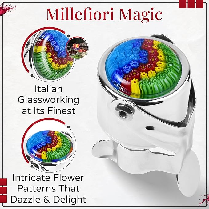 Wine Stopper & Champagne Stopper All In One - Patented Seal, Preserves Bubbles & Taste for Prosecco, Cava, and Wine – 1 Pro Grade Evan James Bottle Stopper With Hanging Gift Box