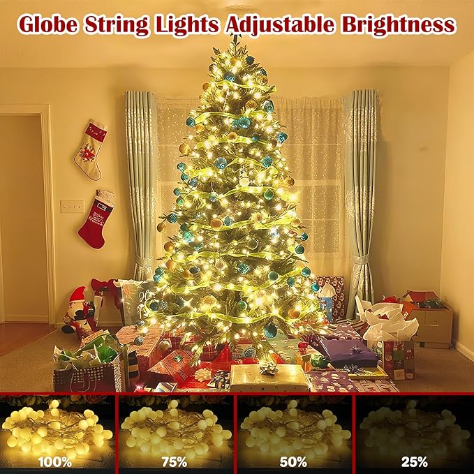 33 Feet 100 Led Globe Lights Plug in,8 Modes with Remote Indoor Fairy Lights Outdoor Christmas Lights for Bedroom Party Wedding Garden Christmas Tree Deco(Warm White)