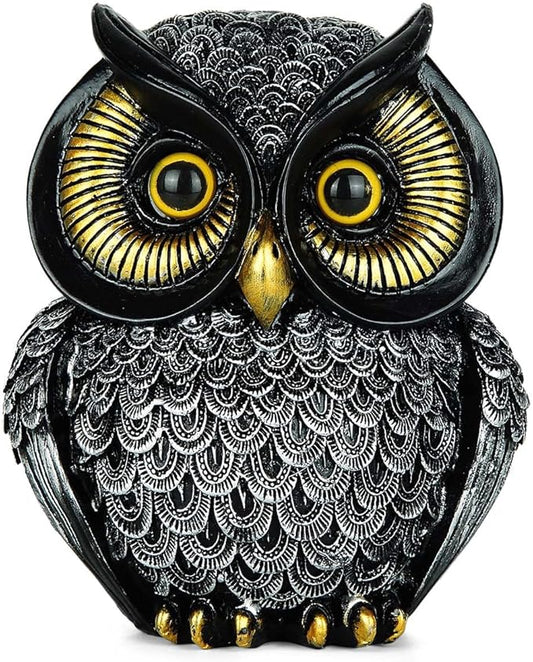 Owl Figurines Resin Statue Home Decor Sculptures Ornament for Bookshelf Living Room,Housewarming Gift