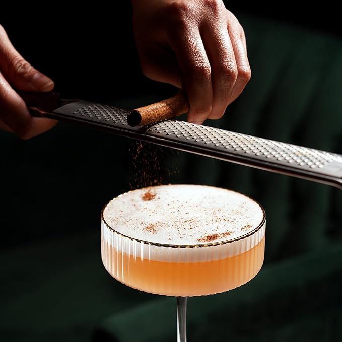 Viski Citrus and Cheese Grater, Stainless Steel Rasp Grater Zester with Acacia Wood Handle for Lemons, Oranges, Nutmeg & Cheese, Elegant Kitchenware for Cocktails, Cooking, & Bartender Gifts, Set of 1