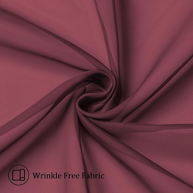 Aiyufneg Small Sheer Tier Curtains Half Kitchen Curtain Sheers, Light Filtering Farmhouse 24 Inch Window Panels Rod Pocket Burgundy Red Voile Short Curtain for Bathroom, 40W x 24L, Set of 2 Panels