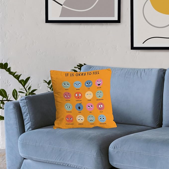 Nogrit Counseling Office Must Haves Throw Pillow Cover, Calming Corner, Mental Health Pillowcase Decor for Home Kids,Mental Health Counselor Gifts, Calming Corner Pillow Covers 18x18 Yellow
