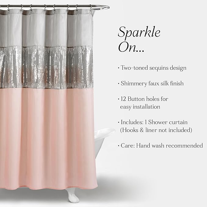 Lush Decor Night Sky Shower Curtain, 72" x 72", Gray & Blush