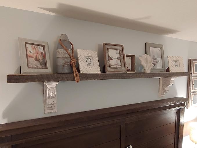 joelsantiques 72 Inch Wooden Floating Shelves for Wall - 72x6x2 in - Made of Natural Wood - Long Heavy Duty Rustic Wall Shelves for Bedroom - Perfect for Living Room, Kitchen - Gray