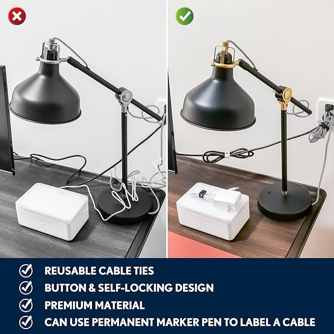 PZOZ (10 pcs) Reusable Cable Ties, Elastic Silicone Cord Organizer Straps Keeper Management Holder for iPhone Charging Cable Charger Wire Labels Desk Car and Travel Accessories (Black)