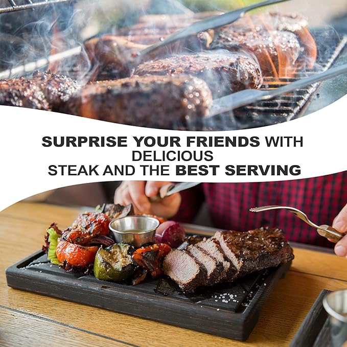 Wooden Steak Board Solid Oak Serving Barbecue Platter Natural Thick Cutting Plate Durable & Quality (Medium)