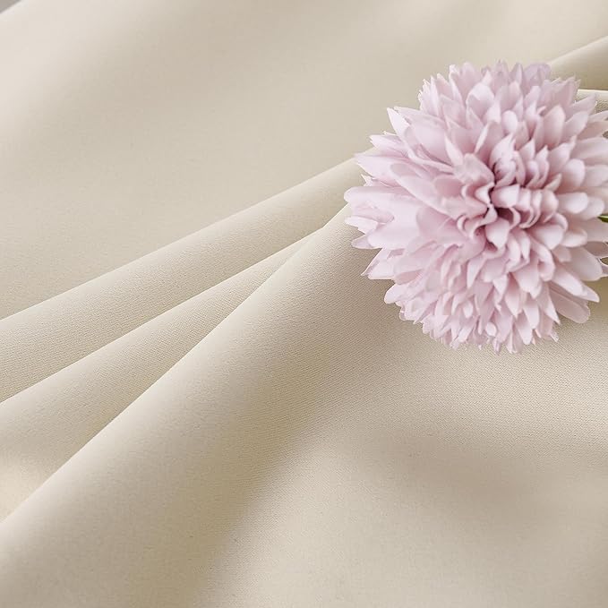 3-in-1 100% Beige Blackout Curtain Heavy Soundproof Curtains Single Panel - Thermal Insulated Grommet Curtains 96 Inches Long for Bedroom Living Room