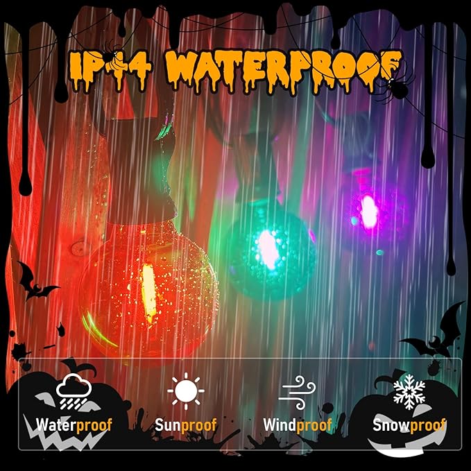 LED Outdoor String Lights 25Ft Orange Purple and Green Halloween Lights Outdoor with 27 Shatterproof LED Globe Bulbs, Connectable Halloween Decorations Lights for Home Patio Garden Christmas Party