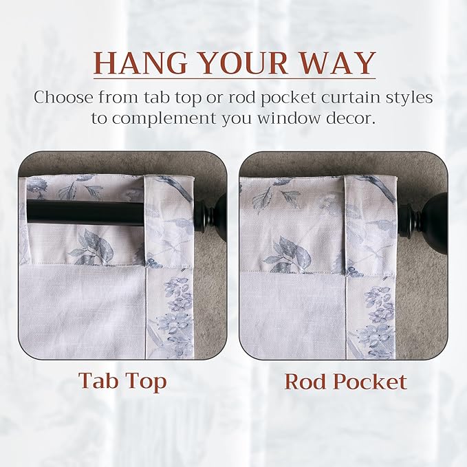 Maison d' Hermine Curtains for Living Room 100% Cotton 96 inch Length One Panel Light Filtering Curtains for Bedroom Windows with Rod and Loop Pockets Drapes (Equinoxe Blue, 50" W x 96" L)