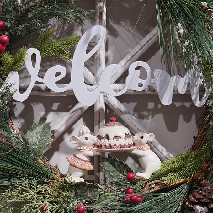 Braxio Christmas Decorations Indoor Home Decor - Resin Cute Christmas Mouse Holding Cake for Women Coffee Table Desk Christmas Decor 5.5 * 2.5 * 3.5 Inch