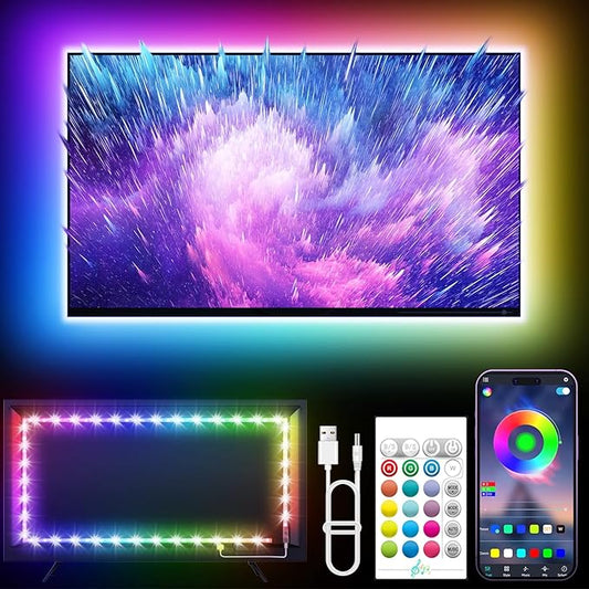 LED Lights for TV, 16.4ft LED Lights for 45-75 Inch TVs, RGB TV Backlight Behind, Music Sync Bluetooth APP & Remote Control Strip Lights USB Powered for Bedroom, Gaming, Home Décor