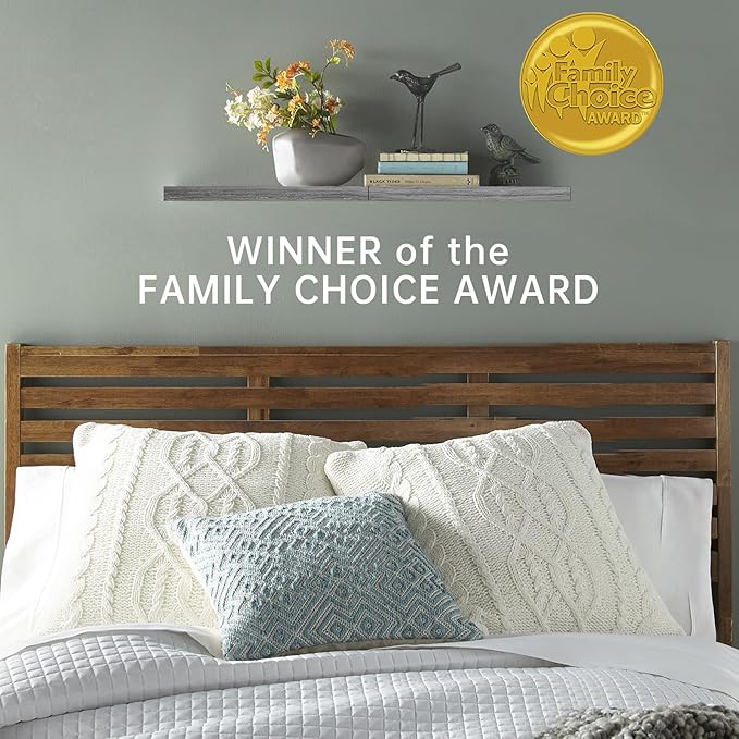 BAYKA Floating Shelves, 22.5 inch Rustic Wood Wall Mounted Shelves for Bathroom, Bedroom, Living Room, Kitchen, Hanging Shelf for Books/Storage/Decor (Grey,Set of 2)