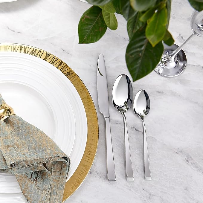 KEAWELL Premium Imperial 20-Piece Silverware Set, Service for 4 – Heavy Duty 18/10 Stainless Steel Flatware, Dishwasher Safe for Elegant Dining and Holiday Hosting (20, Silver)