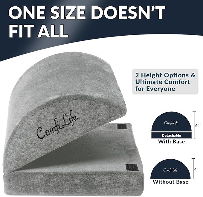 ComfiLife Foot Rest for Under Desk at Work – Adjustable Height Memory Foam Foot Stool for Under Desk, Office Chair & Gaming Chair – Ergonomic Footrest for Back & Hip Pain Relief (Gray)