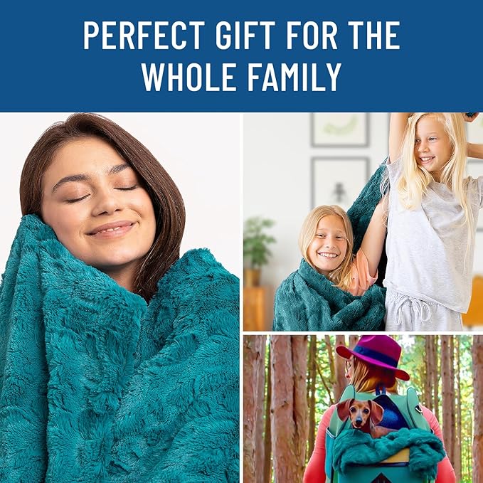 Everlasting Comfort Soft & Comfortable Teal Faux Fur Throw Blanket for Couch - (50"x65") Minky & Fluffy Fall Blankets & Throws, Plush Fuzzy Cover for Bed, Sofa & Living Room - Cozy Home Decor