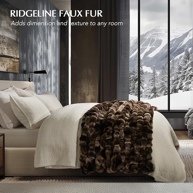 EverGrace Ultra Soft Luxury Fluffy Faux Rabbit Fur Throw Blanket, Thick Warm Bubble Throw for Bed, Cozy Plush Reversible Blankets for Couch, Chair, Sofa, Mocha Brown, 60x80 Inches