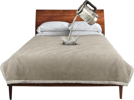 Catalonia Waterproof Bed Cover for Intimacy, Love Couples - Reversible Protector, Squirt Blanket, Splash Stain Proof - Washable, 80X90 inches, Camel