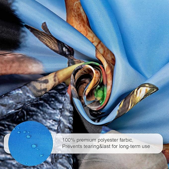 Domoku Cat Shower Curtain Funny Pet Kitten Couple Cosplay in Ocean Fun Cute Cat Bathroom Shower Curtains Polyster Fabric Waterproof with 12Hooks,72 * 84inch/180cm*210cm