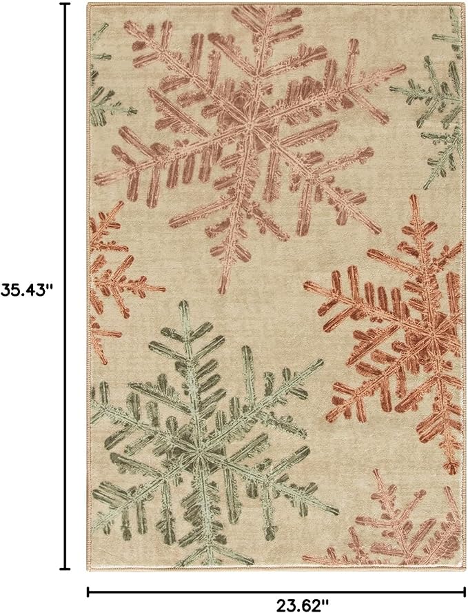 Lahome Snowflake Entryway Rug- 2x3 Washable Rug Ultra-Thin Soft Kitchen Rugs for Entryway Bedroom, Non-Slip Bathroom Carpet for Front Door Entrance(2x3ft,Multi)