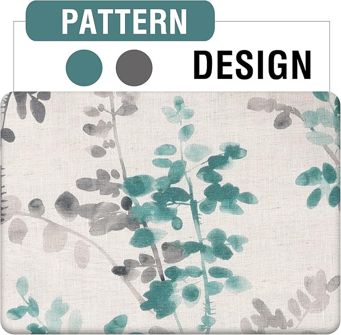 H.VERSAILTEX Linen Sheer Curtains for Living Room Sheer Panels 84 Inches Long Light Filtering Tab Top Window Treatment Drapes for Bedroom, 2 Panels, Vintage Classical Floral Print Turquoise and Taupe