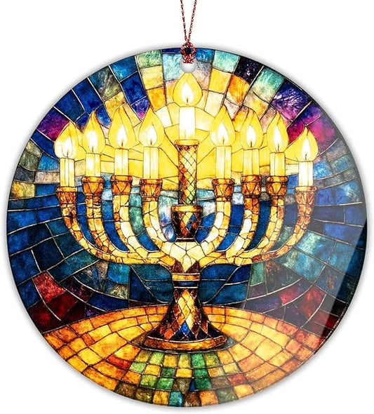 Hanukkah Christmas Ornaments 2025, Spiritual Christmas Tree Ornament Menorah Design, Hanukkah Decorations for Home, Jewish Gifts for Mom Sister Friends, Unique Hanukkahs Gifts