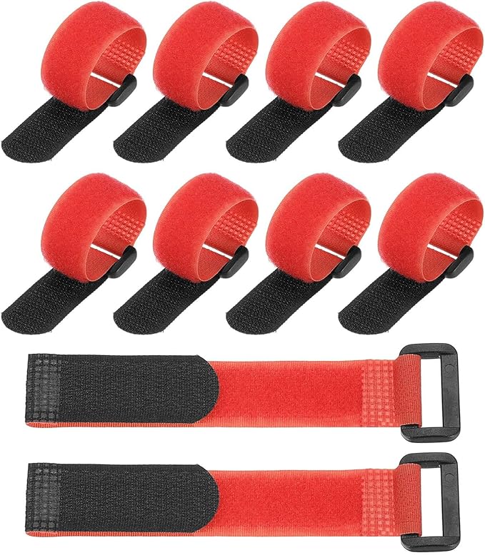 PATIKIL 6 x 0.79 Inch Reusable Cable Ties 10 Pcs Adjustable Hook and Loop Straps Cord Management Wire Wrap Cord Ties Organizer for Home Office Cables, Red