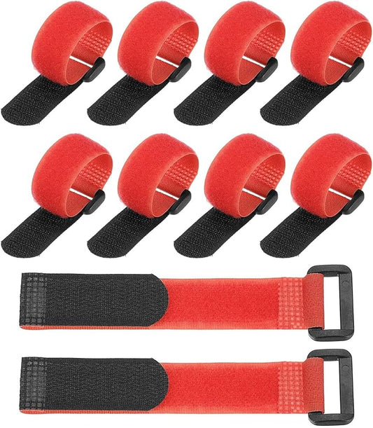 PATIKIL 6 x 0.79 Inch Reusable Cable Ties 10 Pcs Adjustable Hook and Loop Straps Cord Management Wire Wrap Cord Ties Organizer for Home Office Cables, Red