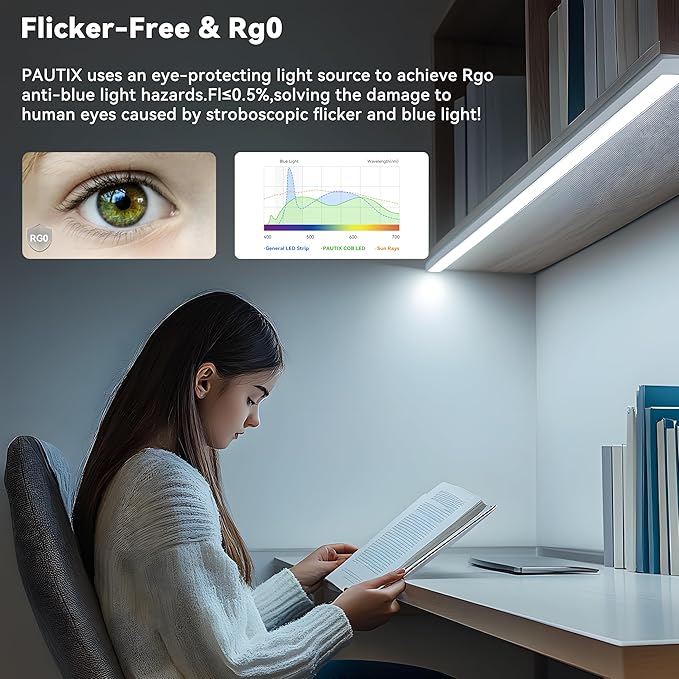 PAUTIX COB LED Strip Light 65.6ft/20m,Work with Alexa/Google Assistant,9600 LEDs Daylight White 6000K,CRI93+ Super Bright High Lumen,Dimmable 24V Flexible LED Light Strip,for Home&Office DIY Lighting