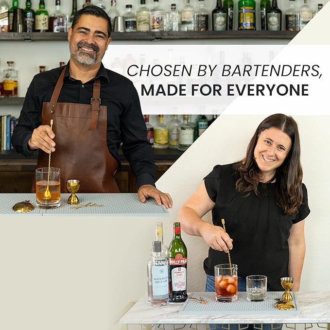 A Bar Above Bar Spoon Set, Spiral Handle, Stainless Steel Mixing Spoons for Cocktail Mixer Set, to Stir and Layer, Basic Professional or Home Bars Accessories (Black, Spiral)