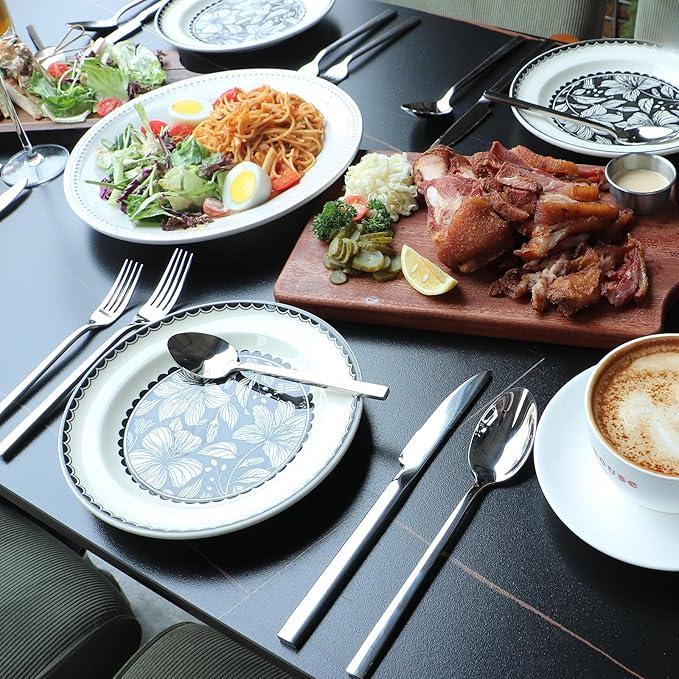 Silverware Set Flatware Set 18/10 Stainless Steel Mirror Polished 20 Pieces Cuboid Handle Cutlery Set Service for 4