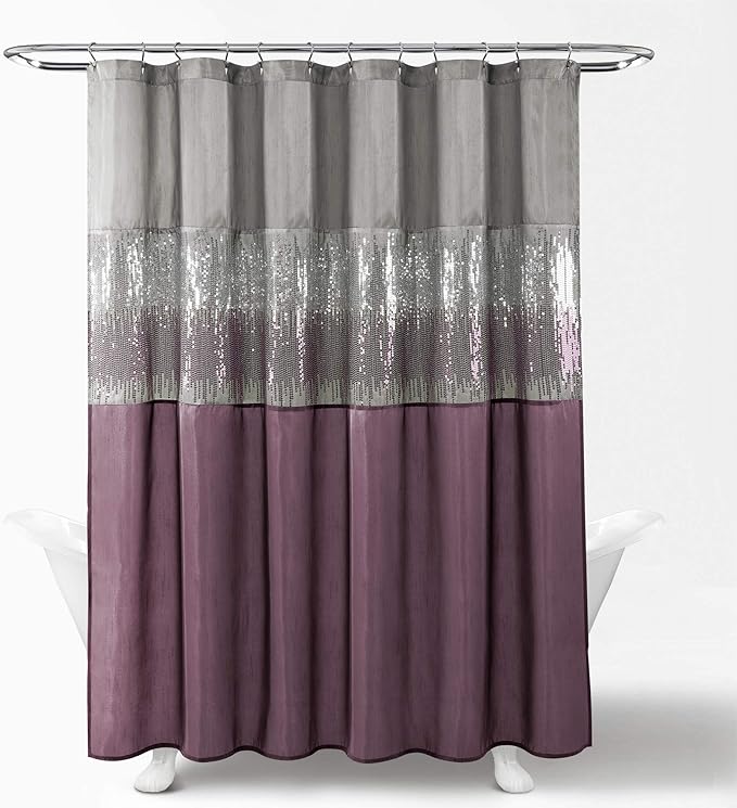 Lush Decor Night Sky Shower Curtain, 72" x 72", Gray & Purple
