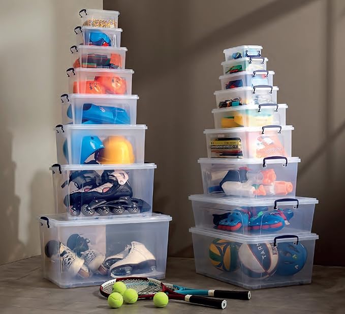 Superio Storage Containers With Wheels (3 Pack), Stackable Large Storage Containers With Lids, Durable Latches (60 Quart)